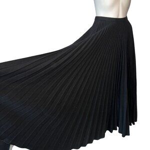 Vtg 70s Beverly Paige Black Accordion Pleat Full Circle Skirt Size XS Wool